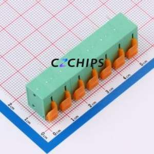 MX142R-7.62-07P-GN01-Cu-A Spring Terminal Block Bent Lead Through Hole,P=7.62mm Connector 1x7P 7.62mm Green Right Angle Insert - Product Image 2