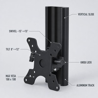 Support mural pour téléviseur DMP LCD300 à mouvement complet, support pour moniteur compatible VESA, pivotant et inclinable, en aluminium, pour écran LCD