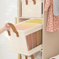 Panier à linge pliable en tissu de lin Panier de rangement pour vêtements lavable avec sac à poussière Panier à linge pliable avec fenêtre transparente