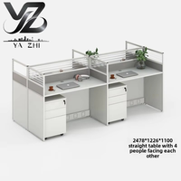 Ensemble table et chaises de bureau Yazhi, style moderne minimaliste en métal, avec écran de séparation d'angle pour quatre personnes