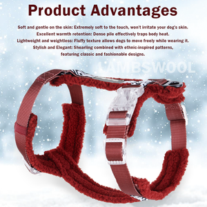 快適な冬用高級調節可能カスタムロゴデザインサービス付き赤い犬用ハーネス - Product Image 4