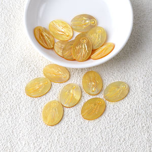 Großhandel natürliche gelbe Schmucksc halen Hochwertige geschnitzte Perlmutt anpassbare Edelsteine im Oval schliff - Product Image 1