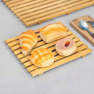 Bandeja de servir de bambú con 7 compartimentos, 17.8x17.8cm, diseño de celosía para frutas, pan y pasteles, estilo sencillo - Product Image 3