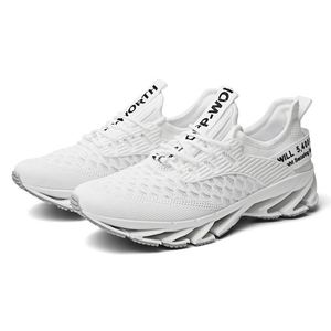 Chaussures de sport légères et respirantes pour hommes, avec lacets, logo personnalisé, en maille noire, amorties, grandes tailles, pour le basketball et la course à pied - Product Image 4