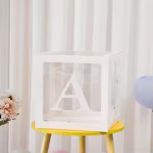 Bộ quà tặng hộp trang trí tiệc chào đón em bé màu trắng, kèm bóng bay trong suốt, hộp chữ cái dành cho bé trai, dùng trang trí tiệc chào đón em bé, đồ dùng tiệc sinh nhật - Product Image 4