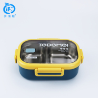 Boîte à Bento en plastique Pp réutilisable 1 pièce, 2 compartiments boîte à Lunch pour enfants, cadeau d'affaires anti-fuite sans BPA