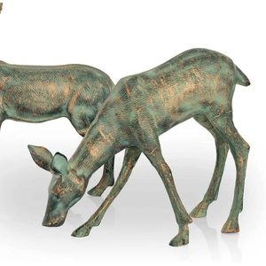 Paire de cerfs d'extérieur modernes Statues de jardin SPI Home Garden Style de Noël Autoportant en résine de fer en métal - Product Image 1