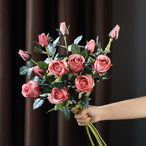 Bouquet de fleurs artificielles en soie Gardenia et Rose Bulgare, 2 têtes, pour décoration intérieure et arrangement de vase de mariage - Product Image 2