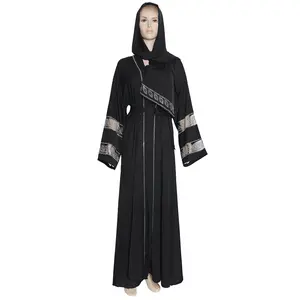 Abaya Gaun Elegan Wanita Hijab Muslim Dubai, Pakaian Kimono Batu Berkilau Kaftan Marocain