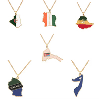 Personnalisé France Afghan Irak Palestine Pays-Bas Haïti Maryland Liban Afrique Espagnol Porto Rico Drapeau Carte Pendentif Collier