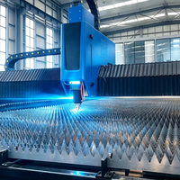 Machine de découpe laser à fibre sur rail au sol, découpeuse laser métallique grand format robuste pour tôles d'acier, de fer et d'aluminium