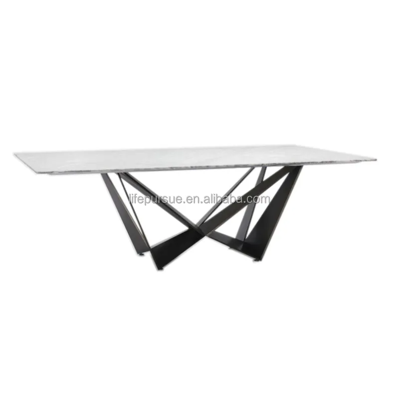 Lifepursue moderno 120 cm 140 cm 160 cm 180cm de largo mesa de comedor con marco de metal superior de mármol blanco