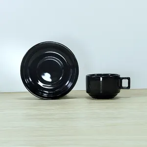 OEM Logo 60 Buah Mug dengan Pegangan Dudukan Kopi Piring Cappuccino Espresso Cangkir Set