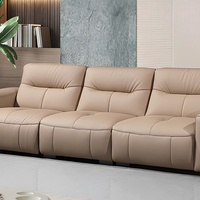Canapé trois places moderne en cuir véritable 2026, rembourré et réglable, avec rembourrage en mousse et pieds en métal pour salon
