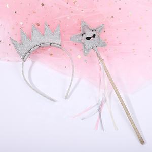 Ensemble baguette magique de fée et serre-tête de princesse 2 pièces pour fille, idéal pour fêtes, Ramadan, cadeaux de remise de diplôme, avec paillettes et sequins faits main - Product Image 3
