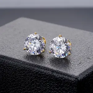 wholesale Hiphop Mens Lad Diamond Micro Pave Round Stud Earring Cz Iced Out Earring