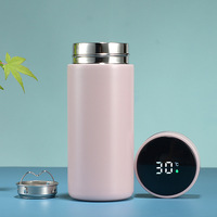 Bouteille Thermique en Acier Inoxydable avec Thermomètre LED 500ml Rose - Utilisation au Bureau - Isolation 12-24 Heures - Garde les Boissons Chaudes ou Froides