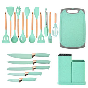 Vente chaude 19 pièces ensemble d'ustensiles de cuisine en Silicone avec manche en bois et <span class=keywords><strong>planche</strong></span> à découper seau de rangement ensemble de gadgets de cuisine 1800g - Product Image 2