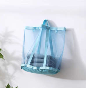 Breathable Mesh Clothes Hamper Wall <b>Hanging</b> <b>Laundry</b> Basket Collapsible Beach <b>Bag</b> - Product Image 1