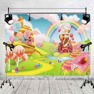 Toile de fond <span class=keywords><strong>Amazon</strong></span> 011 Lollipop, accessoires de studio, cabine photo, fête d'anniversaire de bébé, fond de photographie, vinyle arc-en-ciel, dessin animé, enfants, 5x3 pieds - Product Image 1