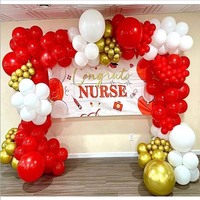 Produits de décoration de fête rouge Kit de guirlande de ballons ensembles de ballons de fête blanc or métallique pour fournitures de toile de fond de mariage