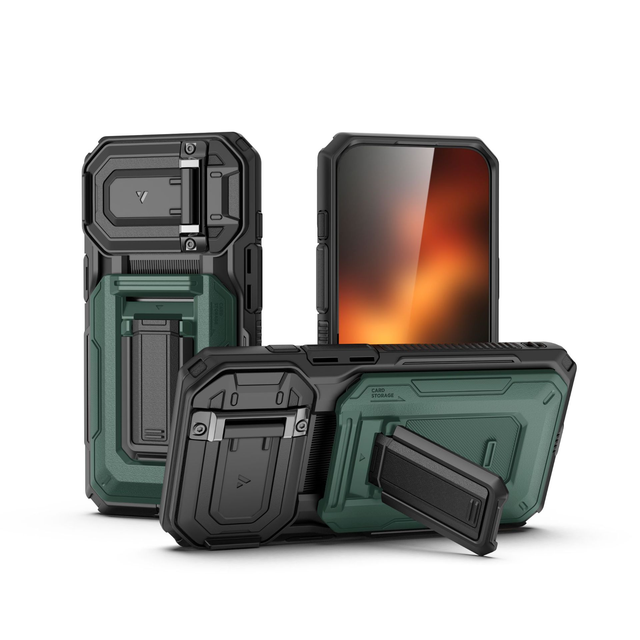 LeYi Wholesale Rugged Mobile Phone Case with Card Slot Flip Lens Protector Stand Cover for Samsung Galaxy S24 S25 S26 Plus Ultra