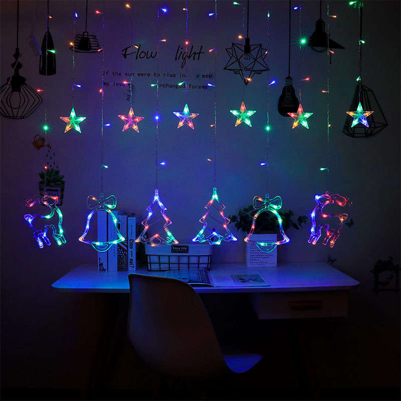 Santa Claus christmas decoration elk halloween led string light Christmas tree wholesale curtain light