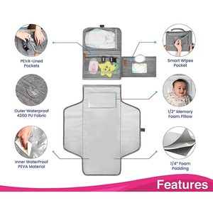 Có Thể Điều Chỉnh Dây Đeo Xách Tay Đóng Mở Tã Thay Đổi Pad Lớn Có Thể Gập Lại Tã Changer Với Túi Du Lịch Cho Bé Tã Thay Đổi - Product Image 2