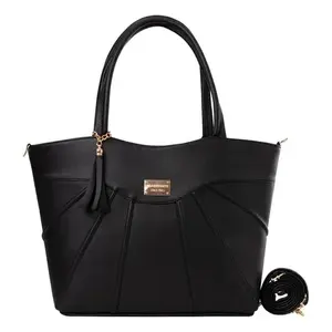 Bolso Tote Casual para Mujer Fana Kaia con Bordado, Forro de Cuero PU, Cierre Abierto, Color Negro, Bolso de Hombro a la Moda - Product Image 4