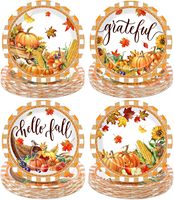 Assiettes à dessert de Thanksgiving, fournitures jetables d'automne, ensemble de vaisselle pour gâteaux de la récolte de citrouilles, pour fête de Thanksgiving d'automne