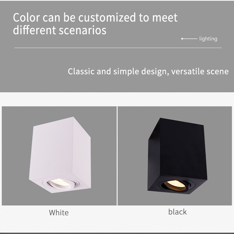 6W Surface Mount Adjustable Downlight GU10 Black Ceiling Mounted