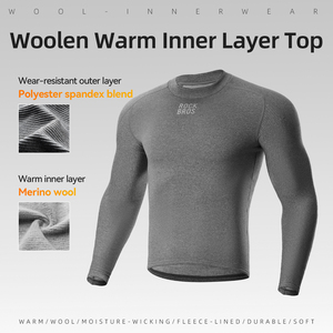 ROCKBROS-Para Hombre, Camisa de Manga Larga con Capa Base de Lana <span class=keywords><strong>Merino</strong></span> de Tecnología de Alta Calidad para Otoño e Invierno - Product Image 2