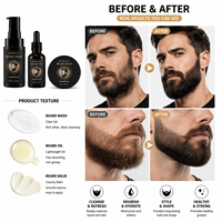 Kit de Soins de la Barbe OEM pour Hommes – Ensemble de 7 Pièces avec Huile de Jojoba, Dissolvant de Points Noirs, Fixation Forte et Anti-Frisottis, Trousse de Voyage, Coffret Cadeau