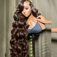 Perruque Lace Front Haute Densité Body Wave HD Lace Sans Colle Pré-Pluckée Couleur Marron Ligne de Cheveux Naturelle Cheveux Humains Bruts Brésiliens