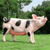 Estatua de Cerdo Grande de FRP, Escultura de Animal Realista para Jardín, Parque, Granja, Resort, Decoración de Paisaje Exterior