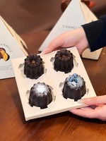 Boîte d'emballage alimentaire en carton pyramidal personnalisée Keluli avec poignée pour gâteaux madeleine, pâtisseries et desserts, recyclable, design estampé