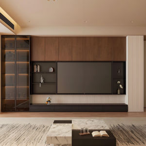 Mueble de TV de Madera Hecho a Medida, Diseño Europeo Moderno con Estilo Minimalista, Mueble Plegable para Sala de Estar Estilo Americano - Product Image 1