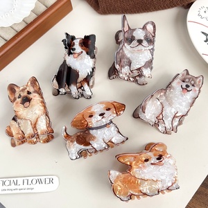 Nuevo Clip para el Cabello de PVC con Diseños de Perritos Adorables (Samoyed, Corgi, Border <span class=keywords><strong>Collie</strong></span>), Pinzas de Tiburón Personalizadas para Cola de Caballo, Accesorio para el Cabello para Mujer - Product Image 1