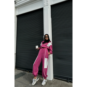 Conjunto Deportivo de Nailon Transpirable y Resistente al Viento Color Fucsia, Ropa Deportiva de Invierno con Capucha, Logotipo, Tallas Grandes, Estampado de Maternidad, Lavado al Aire - Product Image 2