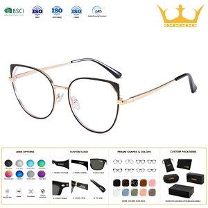 Gafas de Prescripción Metálicas Estilo Retro Ojo de Gato Multicolor, Nuevas Monturas Ópticas para Mujer y Hombre, Listas para Lentes Graduadas, Venta al Por Mayor - Product Image 1