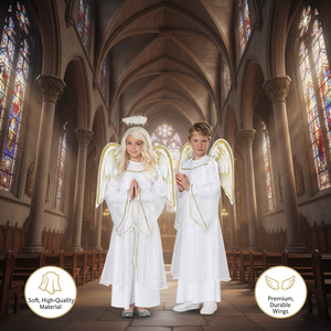 Disfraz de Ángel para Niños con Alas y <span class=keywords><strong>Halo</strong></span> - Túnica Blanca Unisex para Halloween, Navidad, Representaciones Escolares y Cosplay - Product Image 1