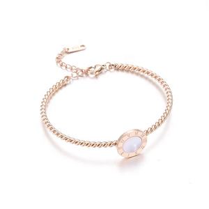 Yiwu Aceon in acciaio inossidabile torsione filo di corda per regolare braccialetto Logo del marchio personalizzato disco oro rosa numero greco braccialetto conchiglia bianca - Product Image 1