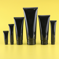 En stock, tube en plastique PE noir, emballage pour nettoyant visage, cosmétique, tube souple à visser