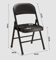 Chaise d'entraînement pliable en acier avec revêtement en poudre et rembourrage en PU, idéale pour le bureau, l'école, les conférences et les événements