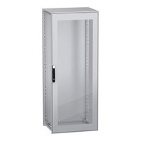 Armoire de sol à porte simple Nsysfn20860t, acier galvanisé, IP55, gris, noir, 800 mm x 600 mm x 2000 mm, série Panelset Sfn