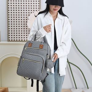 Simple Solid Color Mommy <b>Backpacks</b> <b>Large</b> Capacity Baby Diaper Bags With USB - Product Image 6