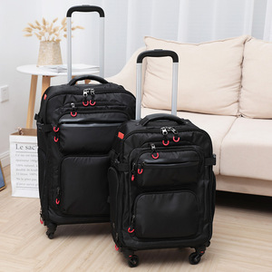 Oxford Trolley Case Roller Bag <b>Lightweight</b> Boarding Spinner Luggage <b>Suitcase</b> Features Pure Color Backpack <b>Suitcase</b> Trolly Bag - Product Image 1