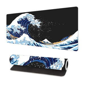 Tùy Chỉnh Dài XXL Không Thấm Nước Bàn Phím Miếng Đệm Màu Đen Nhật Bản Phim Hoạt Hình Chuột Mat Lớn Biển Sóng Mousepad Máy Tính Xách Tay Chuột Chơi Game Pad Cho Bàn - Product Image 1