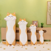 Boneka Hewan Plush Desain Baru Grosir, Bantal & Alas Tidur Kucing Panjang, Mainan Hewan Plush Warna-warni untuk Anak-anak