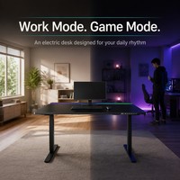Table de jeu e-sport AOR Home Internet Quiet Lift, table de bureau et d'étude, structure en acier inoxydable, surface en fibre de carbone, éclairage RGB